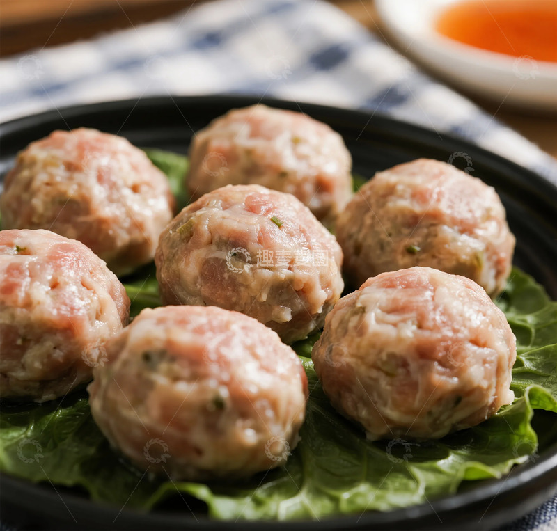 高清大图下载【趣麦麦图】-美食摄影肉丸子装盘展示