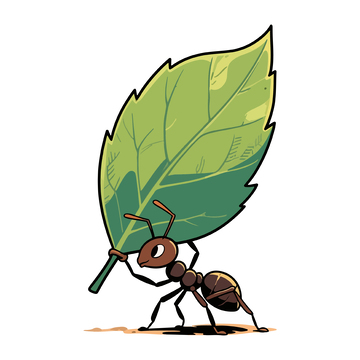 卡通蚂蚁搬运绿叶