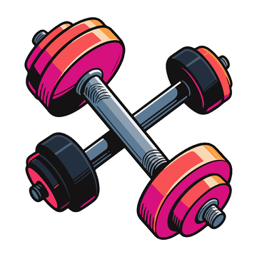 彩色哑铃运动器材插画