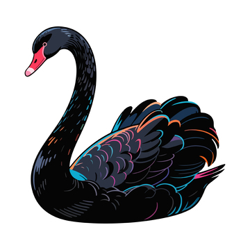 彩墨风格黑天鹅插画设计元素