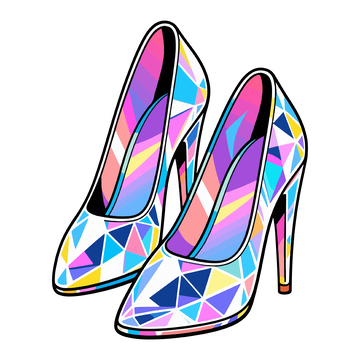时尚炫彩高跟鞋插画