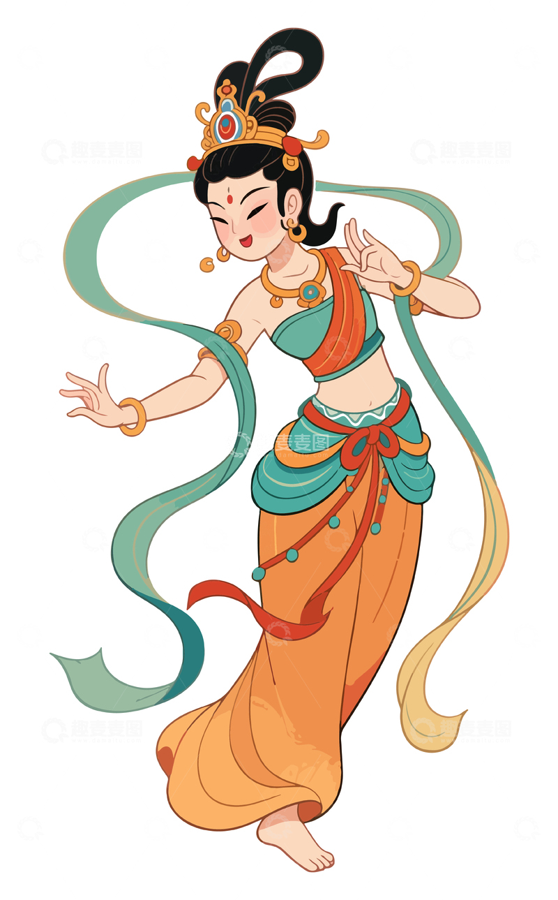 源文件下载【趣麦麦图】古风仙女舞蹈插画