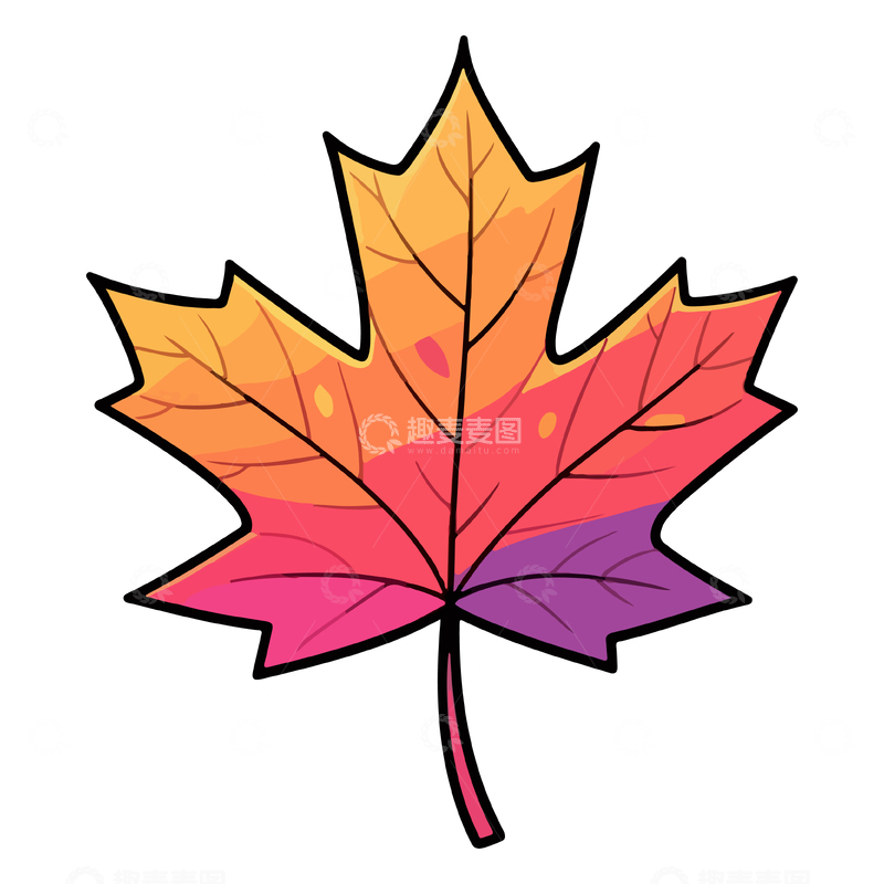 源文件下载【趣麦麦图】卡通枫叶秋季元素插画