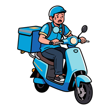 蓝色外卖员卡通插图