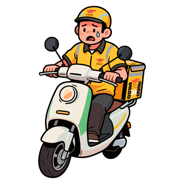 外卖员送单卡通图案
