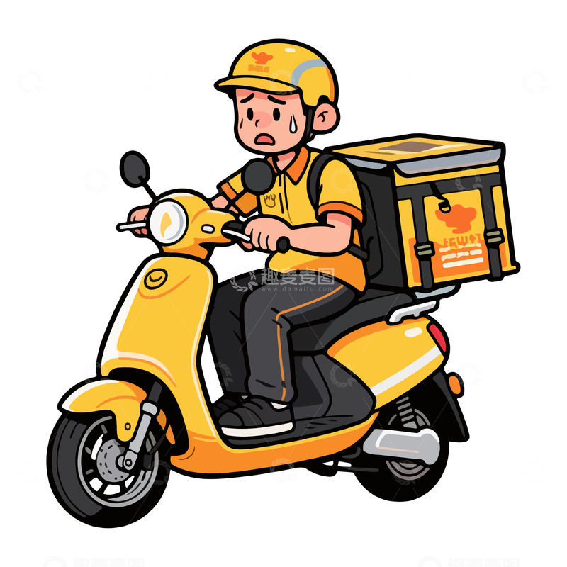 外卖骑手卡通形象插图