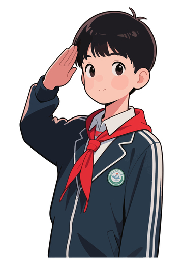 卡通男孩敬礼插画素材