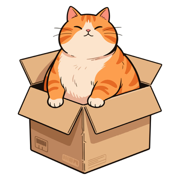 卡通橘猫纸箱插画