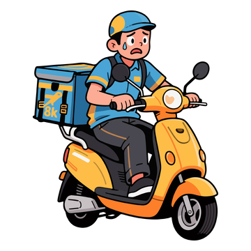 外卖员小黄电动车卡通插画
