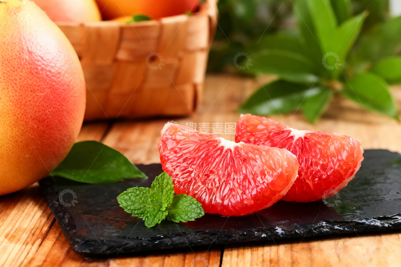 高清大图下载【趣麦麦图】红心蜜柚子果肉特写