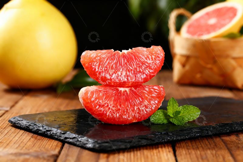 高清大图下载【趣麦麦图】红心蜜柚柚子果肉特写