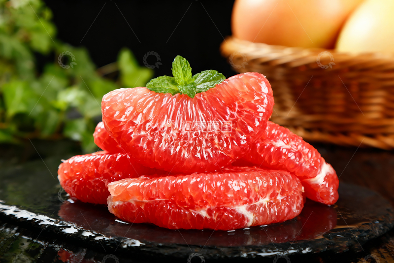 高清大图下载【趣麦麦图】红心蜜柚果肉特写细节2