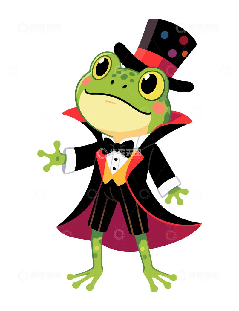 源文件下载【趣麦麦图】卡通风青蛙魔术师插画