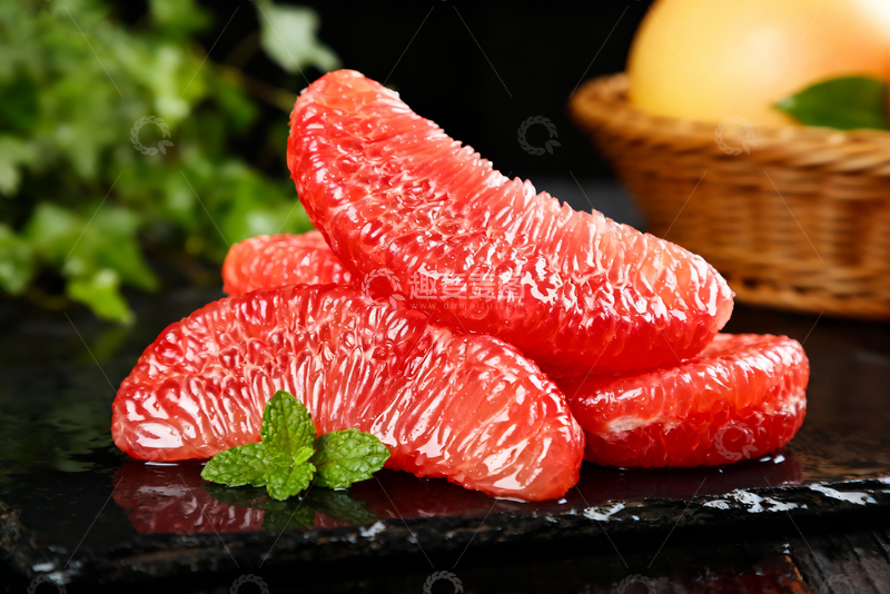 高清大图下载【趣麦麦图】红心蜜柚果肉特写