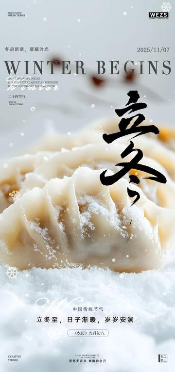 饺子立冬节气海报设计