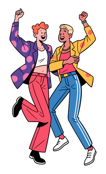 卡通风欢庆年轻人舞蹈插画