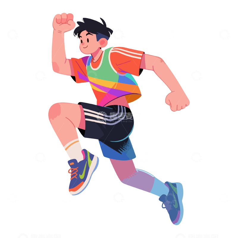 源文件下载【趣麦麦图】卡通跑步运动员矢量插画