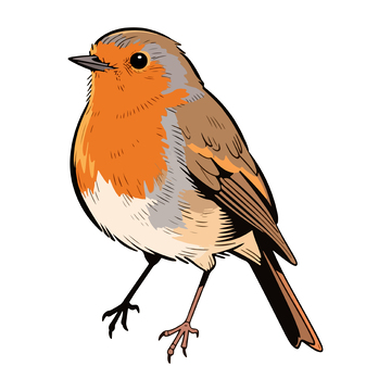 手绘欧洲知更鸟插画设计素材