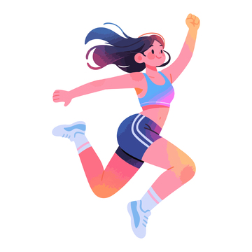 动感青春跳跃女孩插画素材