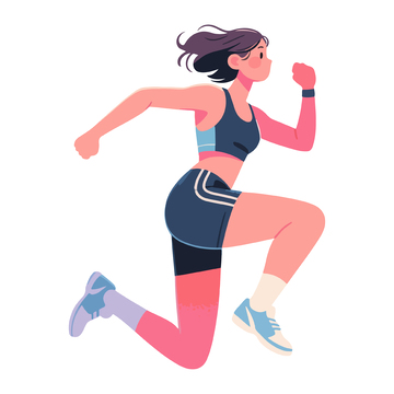 卡通女性跑步运动插画