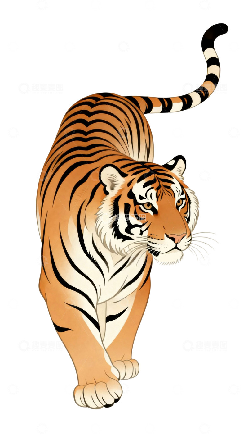 高清大图下载【趣麦麦图】国画工笔画老虎1