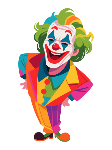 卡通小丑欢乐插画