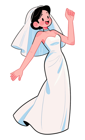 卡通新娘婚礼插画设计素材