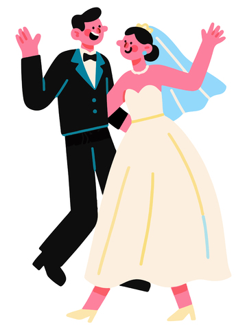 婚礼喜庆祝贺卡通插画