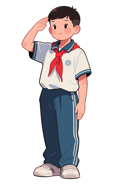 卡通少年敬礼