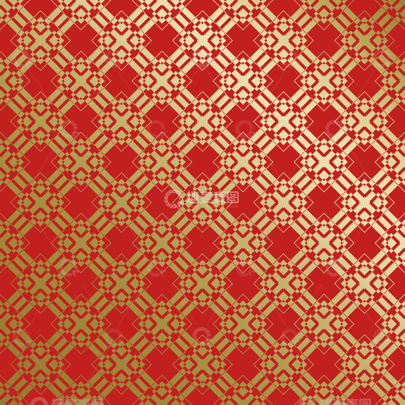 源文件下载【趣麦麦图】红金中式几何花纹背景图2