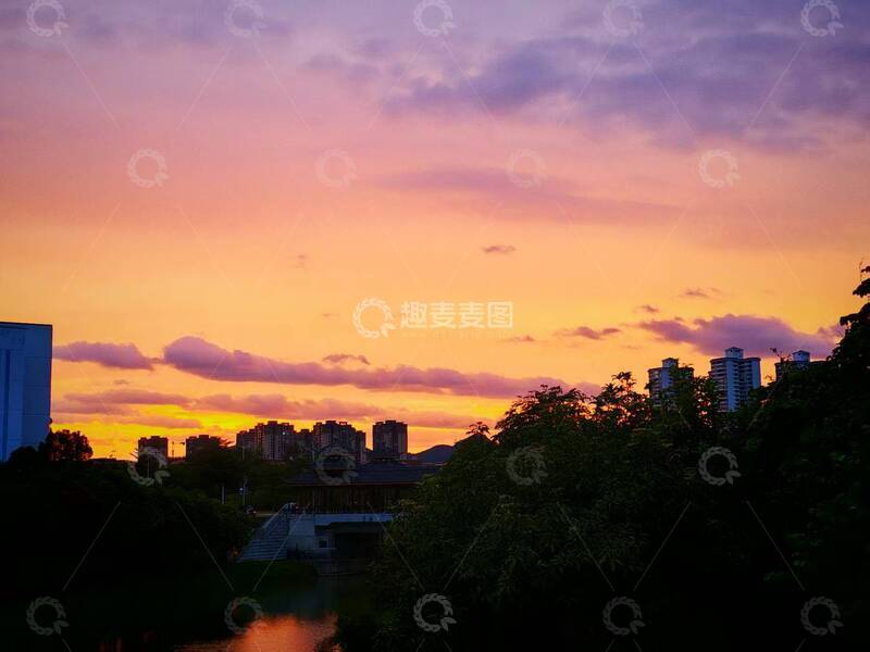 高清大图下载【趣麦麦图】城市晚霞美景摄影