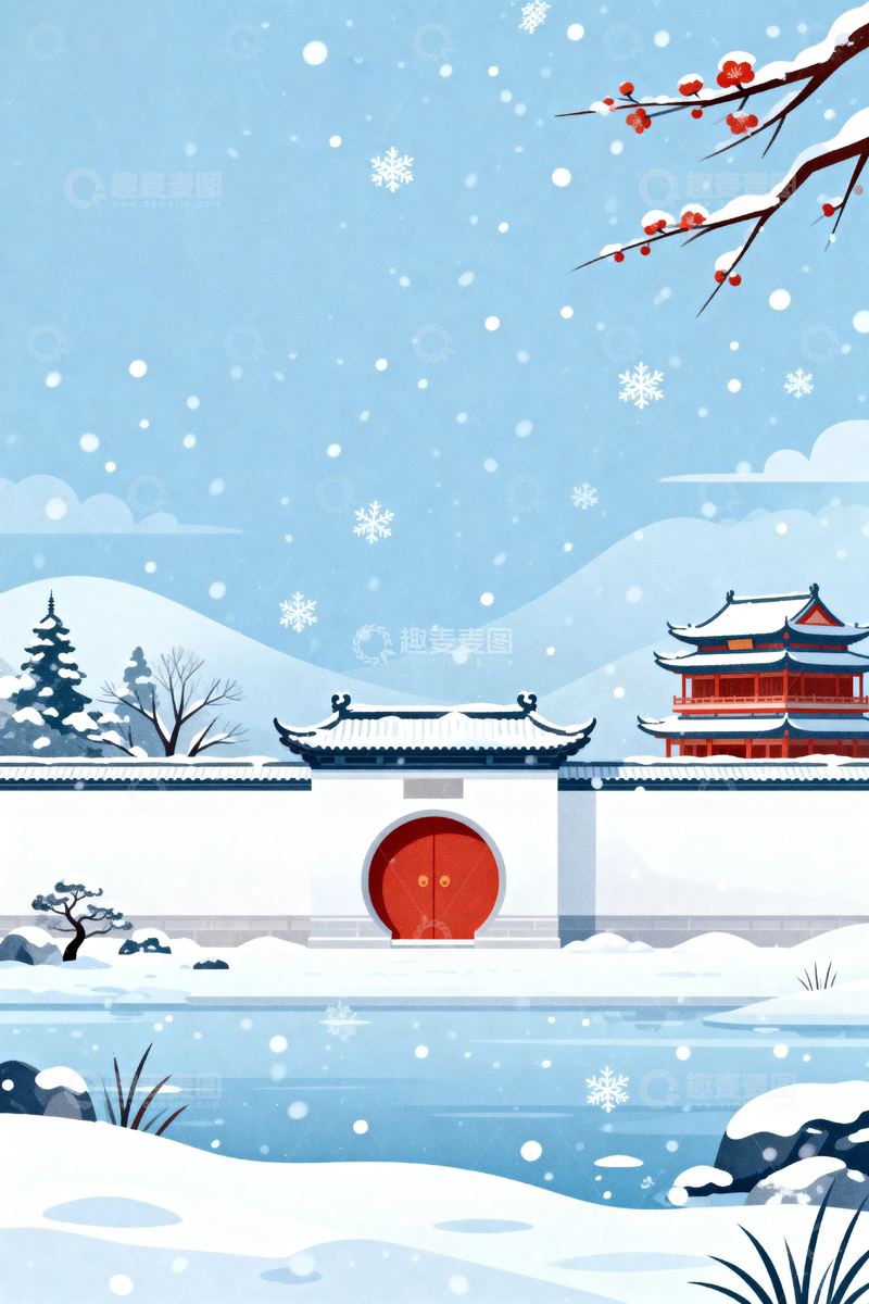 高清大图下载【趣麦麦图】冬季节日背景0014
