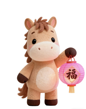 2026年春节元素,马元素,福字灯笼