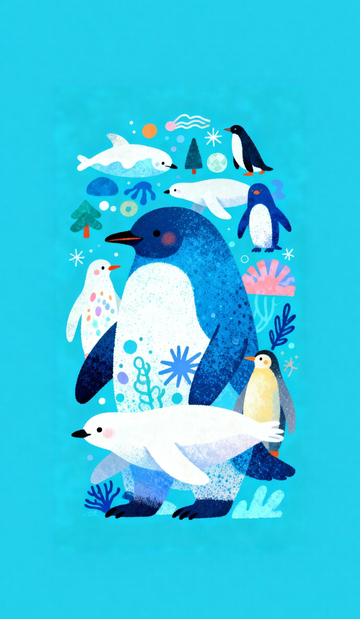 海洋动物插画企鹅海鸟