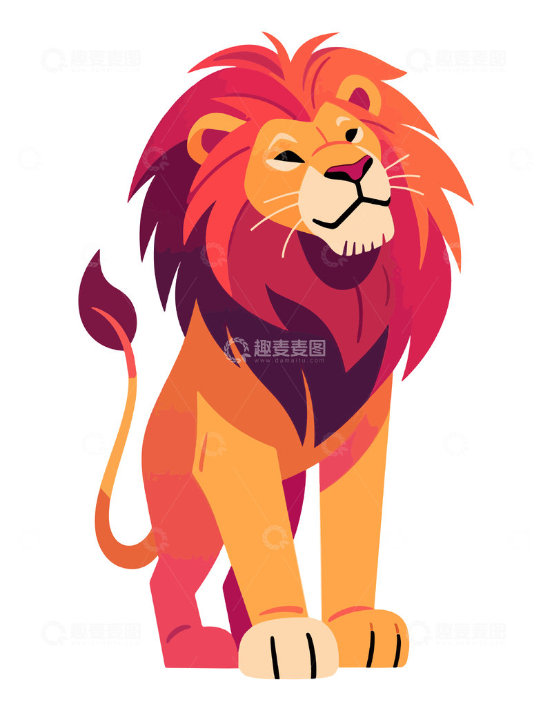 卡通狮子形象插画