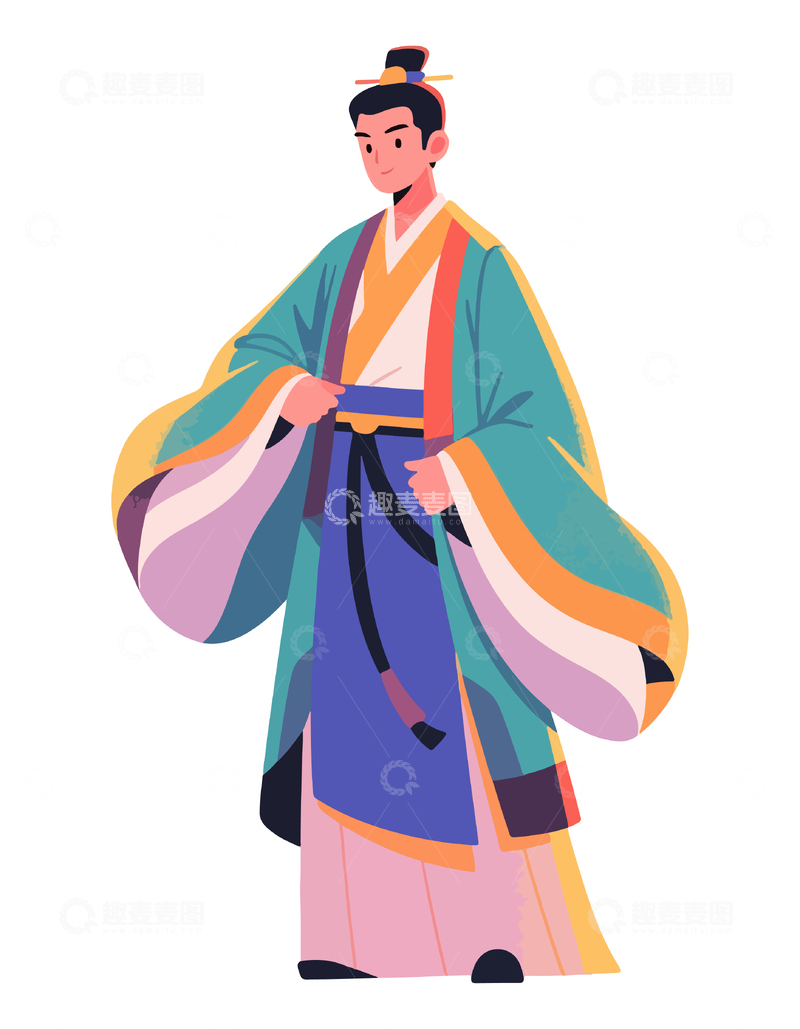 源文件下载【趣麦麦图】传统服饰人物插画