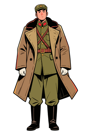 军装人物插画卡通设计元素