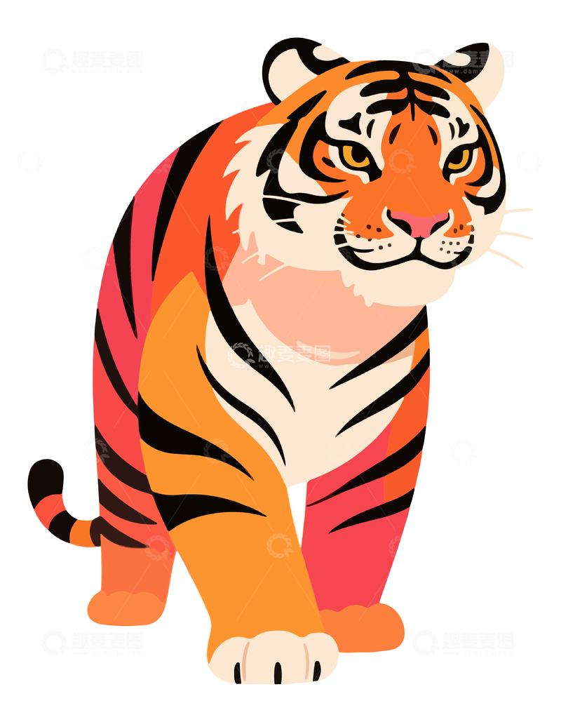 卡通老虎形象插画设计元素