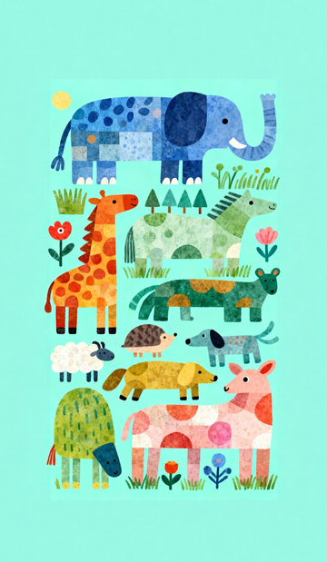 卡通动物插画手机壁纸