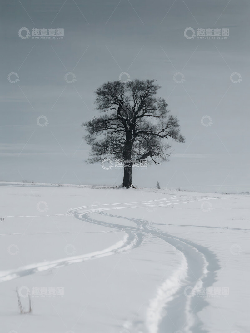 高清大图下载【趣麦麦图】雪原  苍茫  风痕 