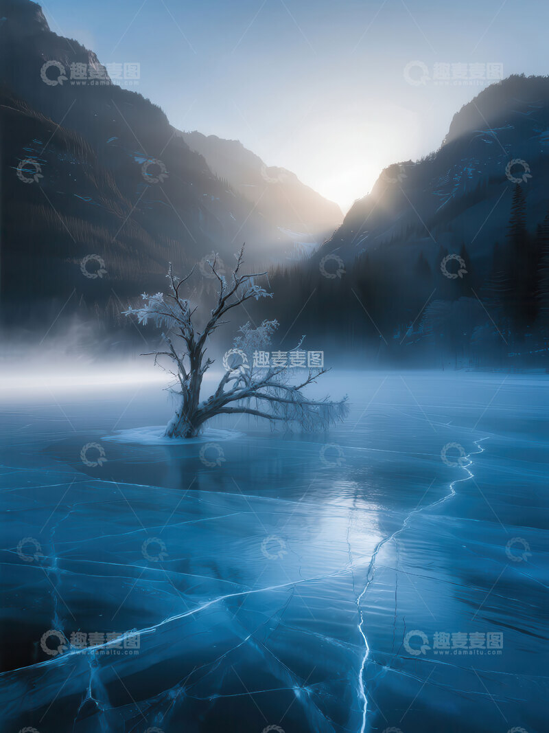 高清大图下载【趣麦麦图】冰湖  凝碧  潜流