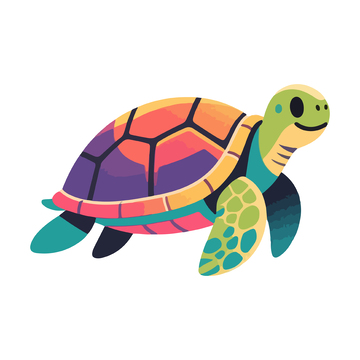 彩绘海龟卡通插画设计元素