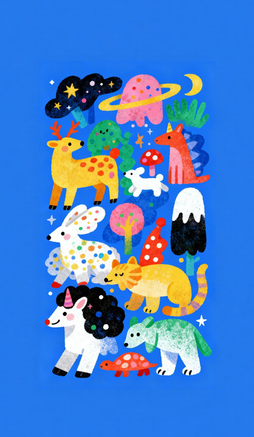 童趣卡通动物插画壁纸