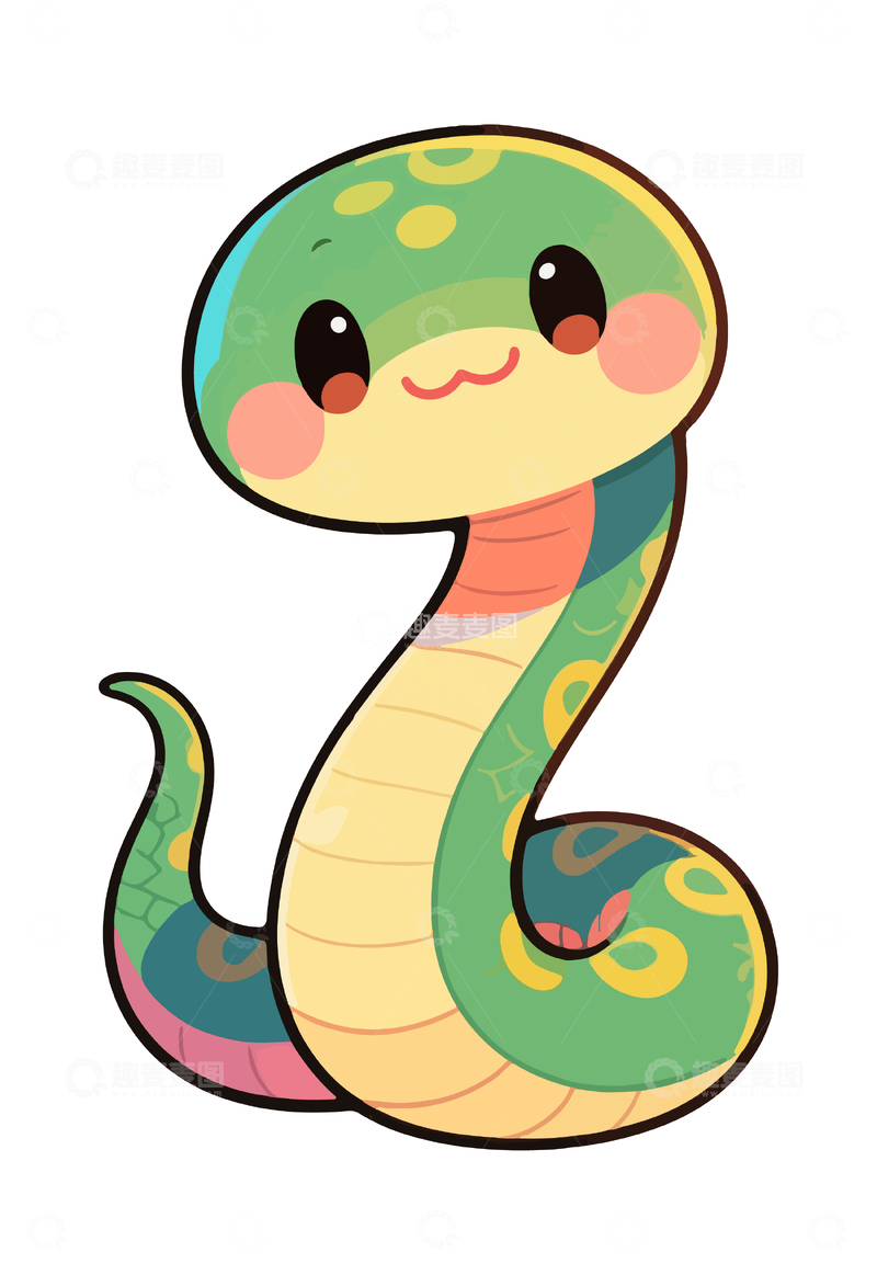 卡通可爱蛇插画设计素材