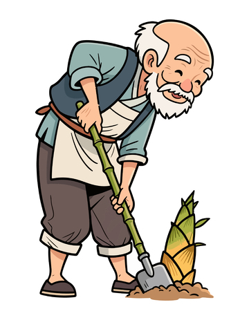 卡通农夫耕作插画