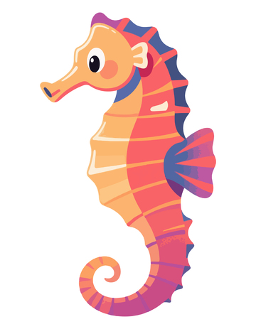 卡通海马插画设计素材