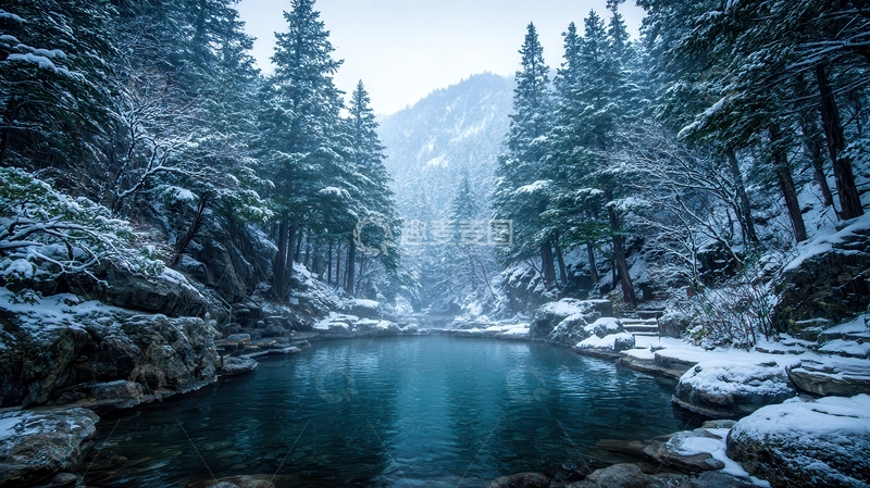 高清大图下载【趣麦麦图】温泉  氤氲  寒烟  