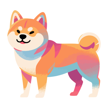 彩绘本柴犬卡通插画