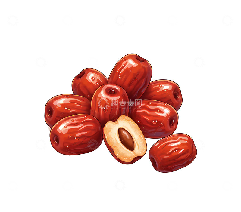 高清大图下载【趣麦麦图】红枣手绘插画7