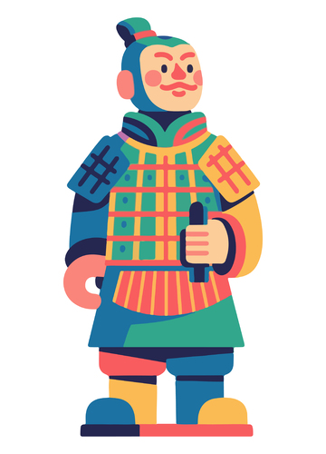 卡通风格古代武士插画